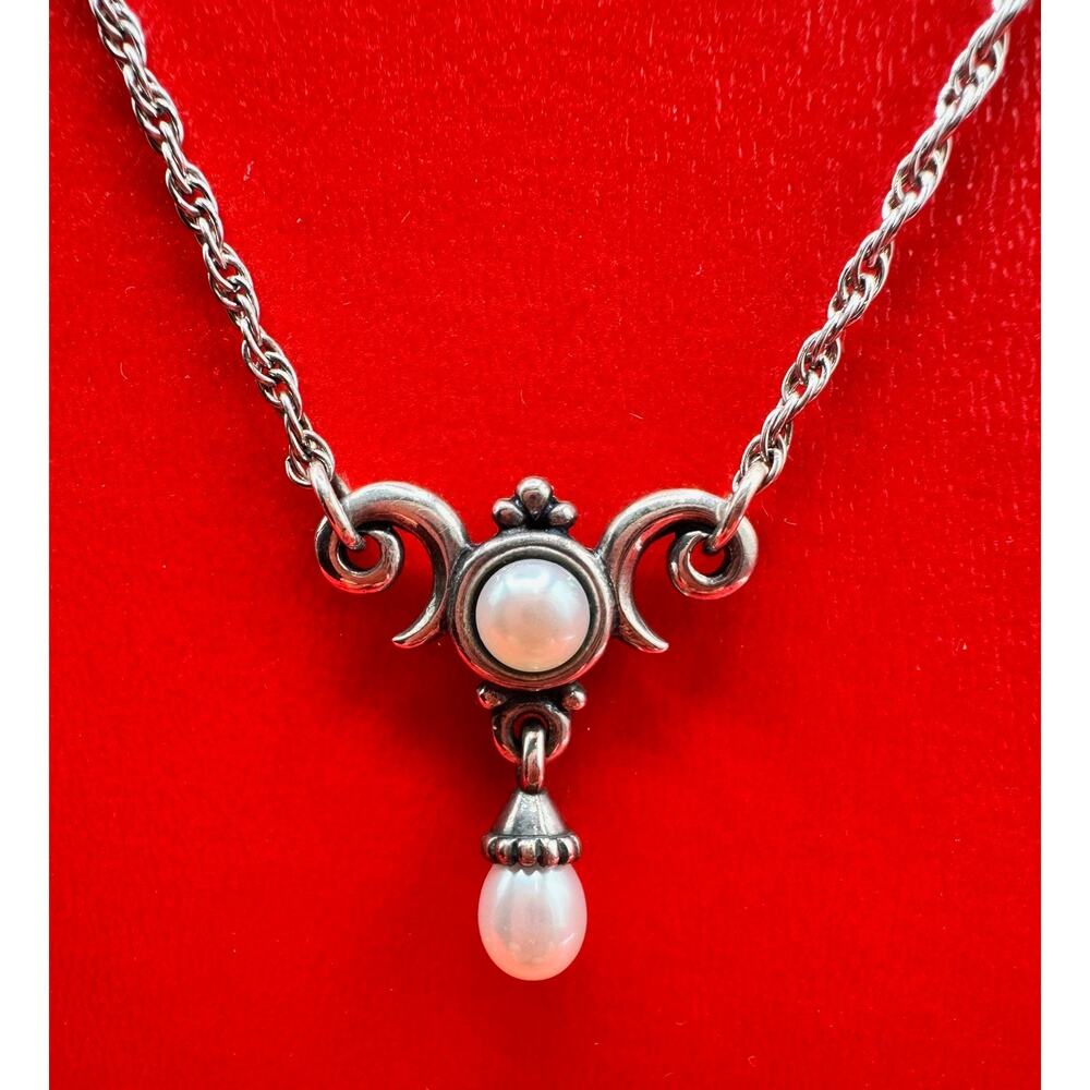 James Avery Retired Victorian Pearls Sterling Silver 925 Necklace 16 - 17" - Picture 2 of 8